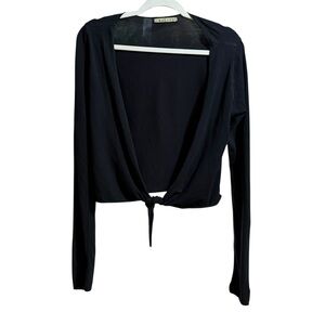 Velvet Womens Black Tie Front Open-Front Short-line‎ Top Sz M